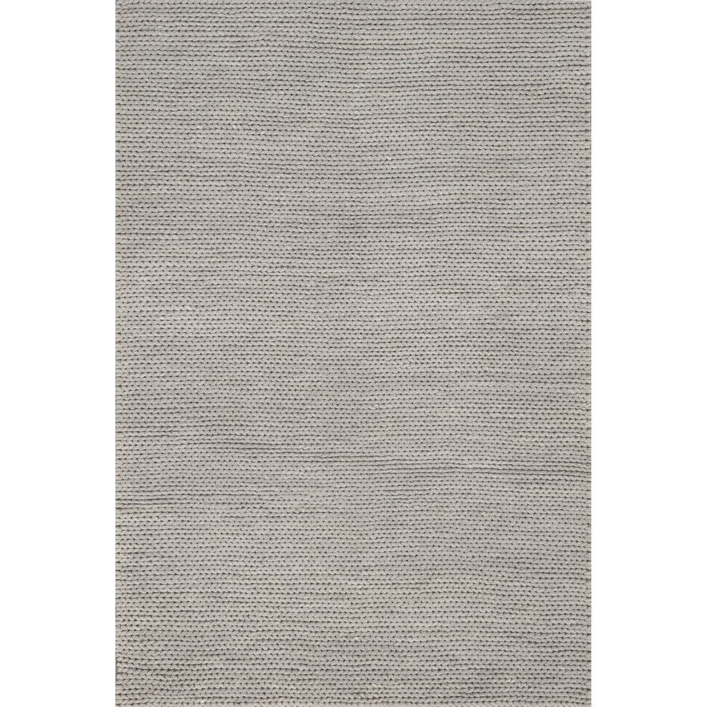 Chunky Cable Rug Nuloom Braided Wool Hand Woven Chunky Cable Rug, Light Grey 9'x12'