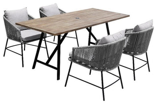 Armen Living Koala/Calica 5-Piece Modern Wood Dining Set in Light Gray/Brown