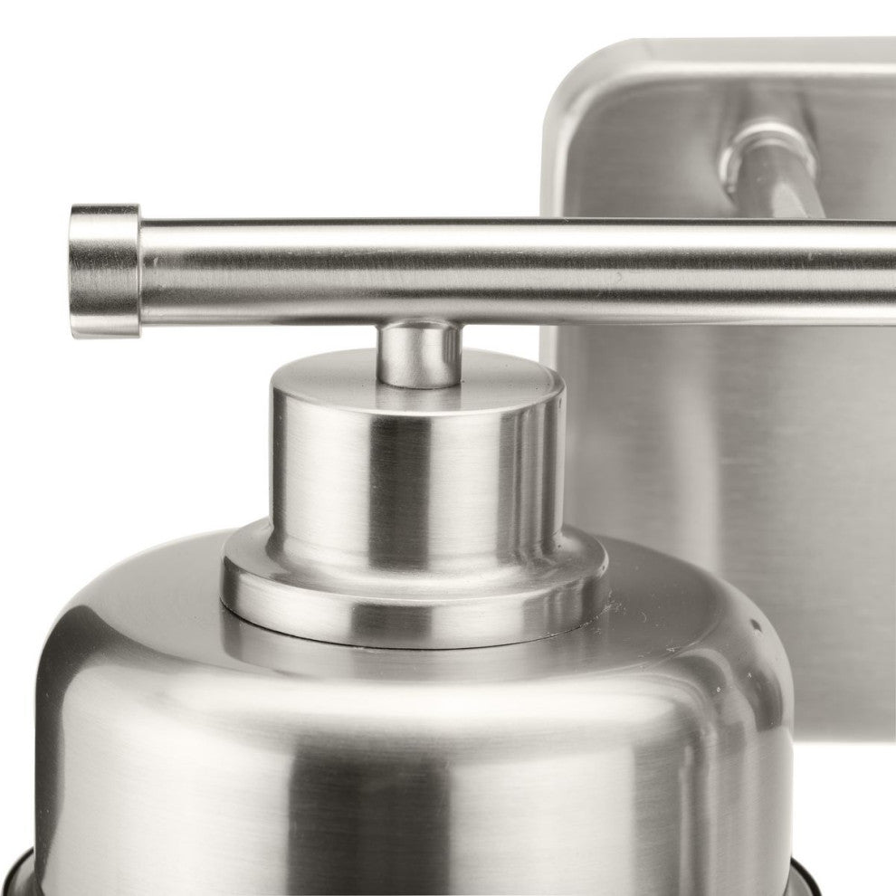 Beckner Collection 2-Light Brushed Nickel Clear Glass Bath Light