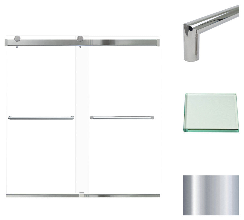 Transolid Brianna 60" W x 62" H Frameless Sliding Shower Door, Polished Chrome