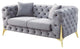 Velvet Upholstery Loveseat, Grey