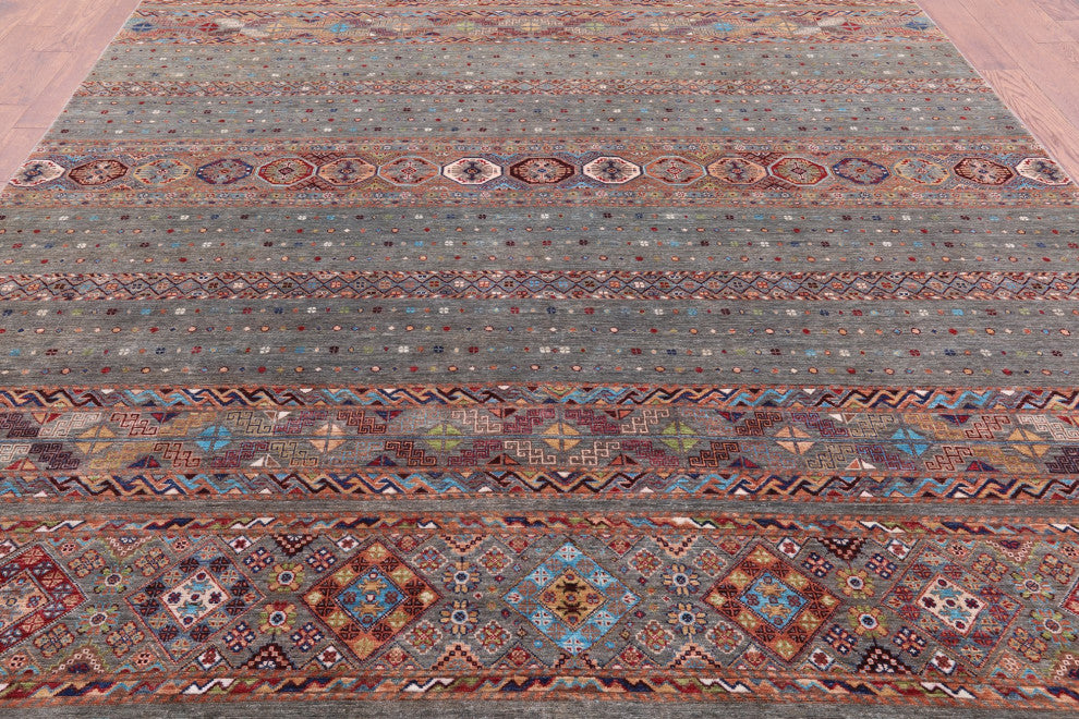 Super Kazak Khorjin Handmade Wool Rug 9' 3" X 12' 2" Q8427