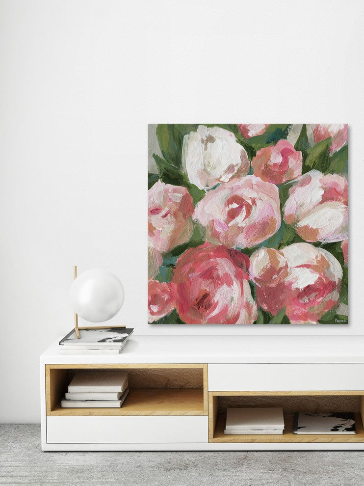 "Pink Tulip Zoom" Painting Print on Wrapped Canvas, 48"x48"