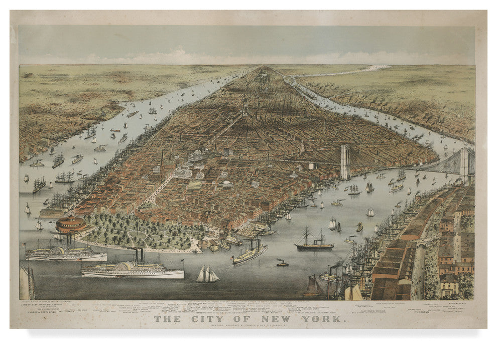 Currier And IVes 'The City Of New York, 1876' Canvas Art