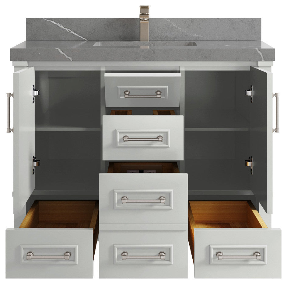 Aberdeen 42 Single Sink Bath Vanity in Coventry Gray 2" Piatra Gray