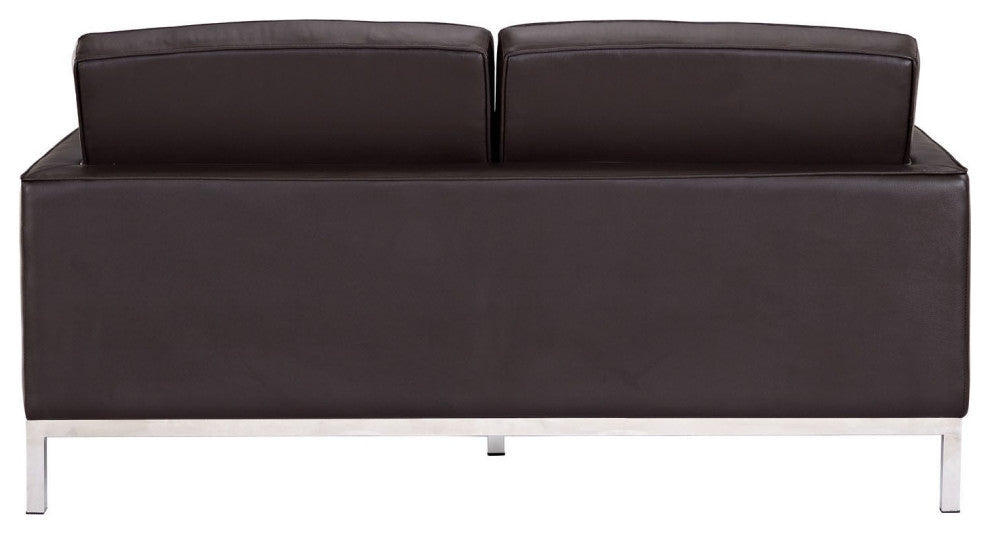 Tufted Leather Loft Loveseat , Brown