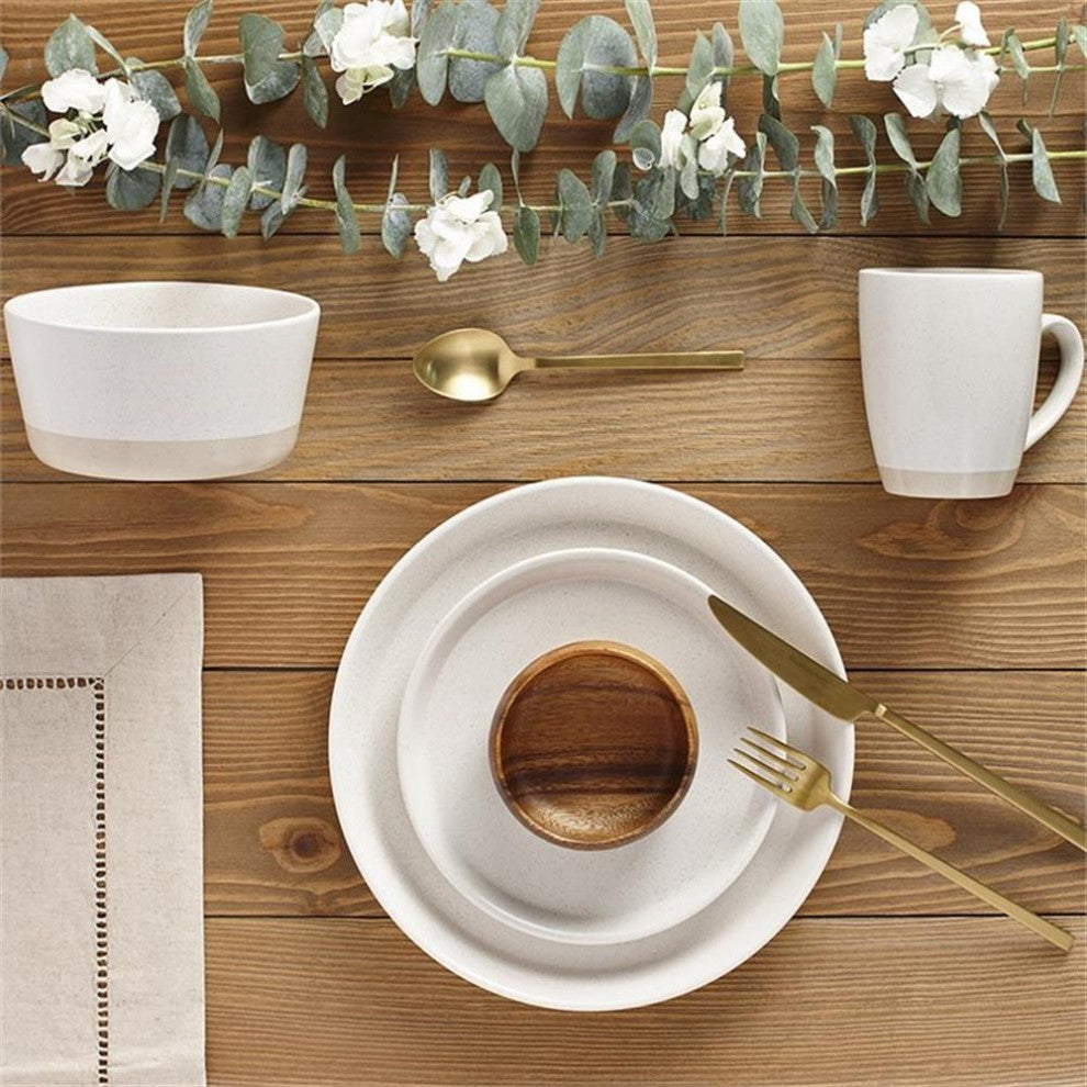 Safdie & Co. Stoneware Dinnerset 16 Piece 2-Tone Cream