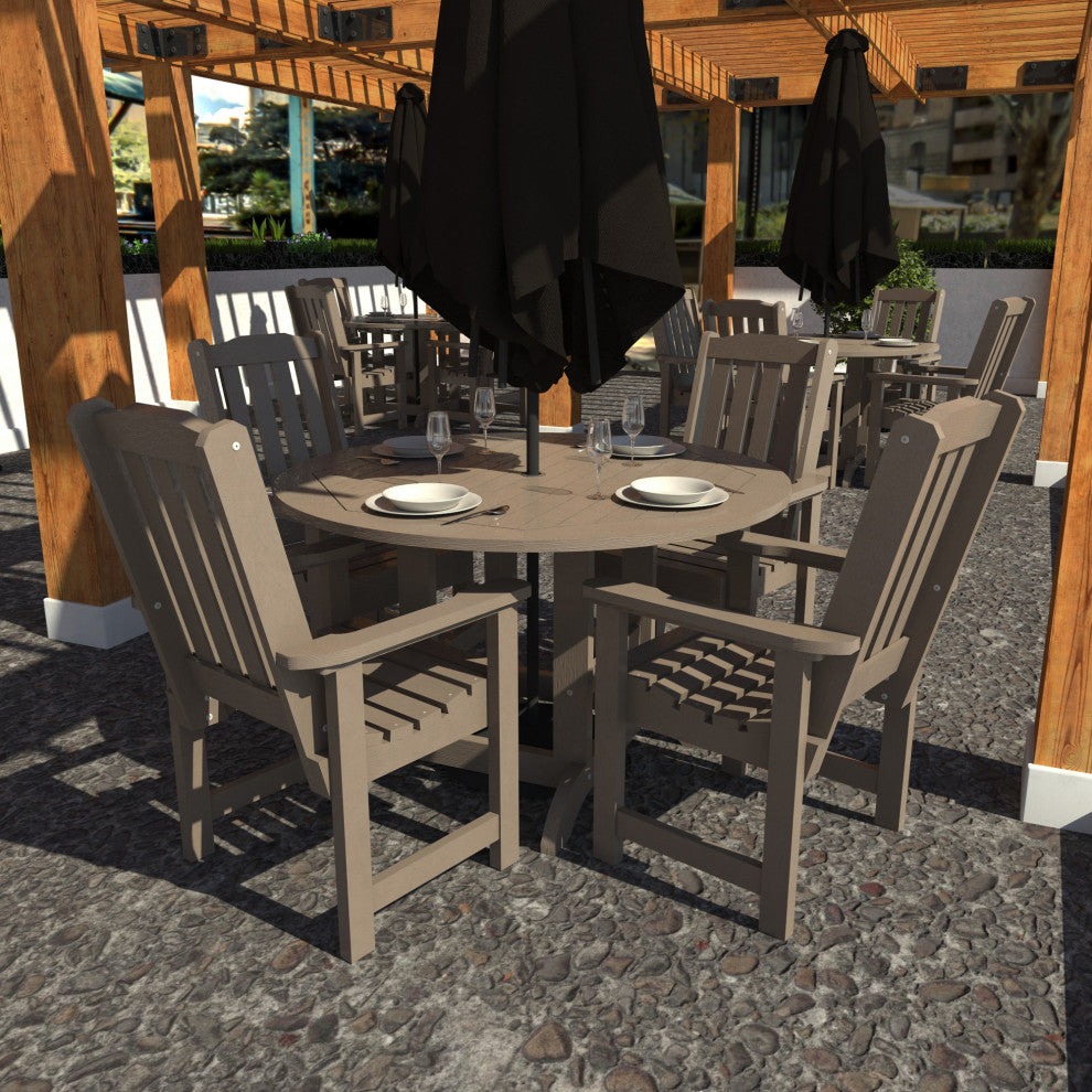 Springville 5-Piece Round Dining Set, Weathered Acorn, Woodland Brown