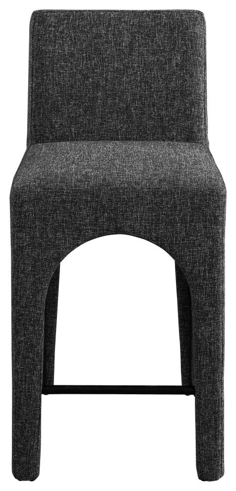Gramercy Linen Textured Fabric Stool, Black