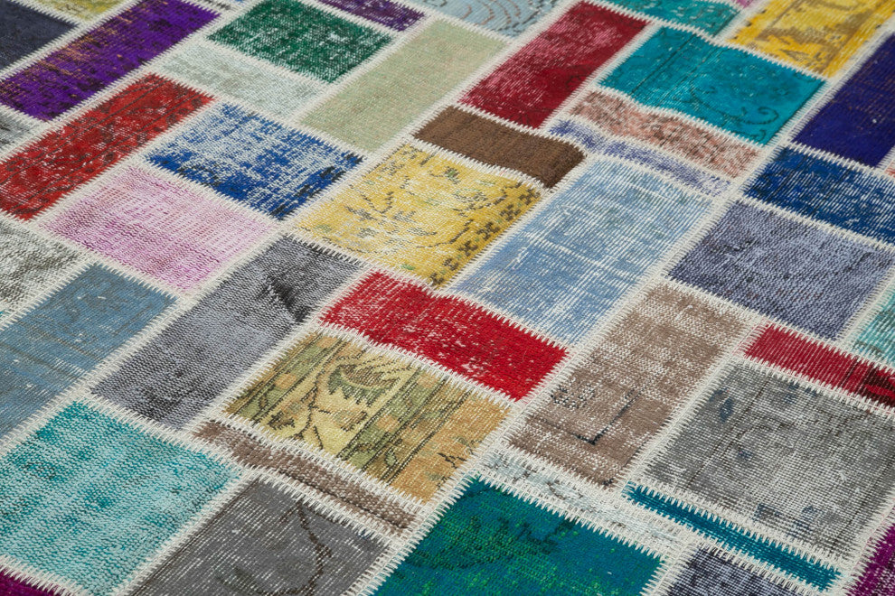 Rug N Carpet - Handmade Turkish 6' 10" x 9' 9" Wool Patchwork Area Rug