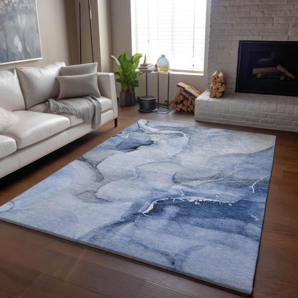 Premium Machine Washable Mayfield AMF521 Blue 9' x 12' Rug