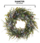 30" Lighted Christmas Wreath, Rustic White Berry