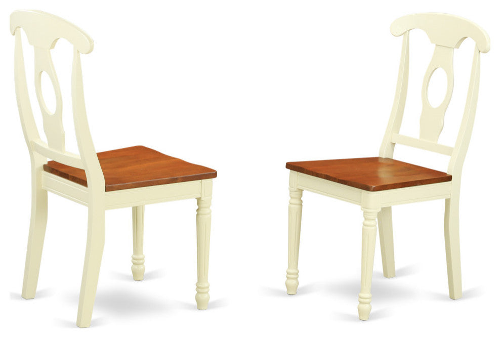 Napoleon Styled Chair With Wood Seat Set of 2, Buttermilk and Cherry