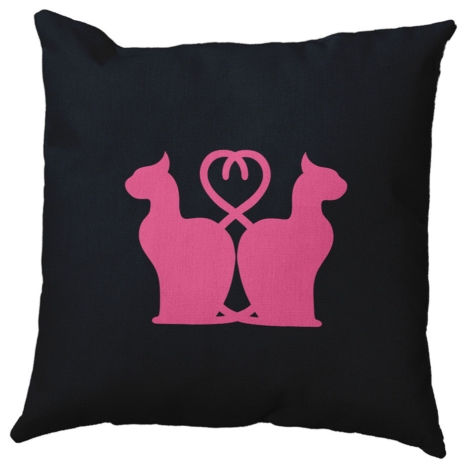 Halloween Cats Accent Pillow, Tickled Pink, 16"x16"