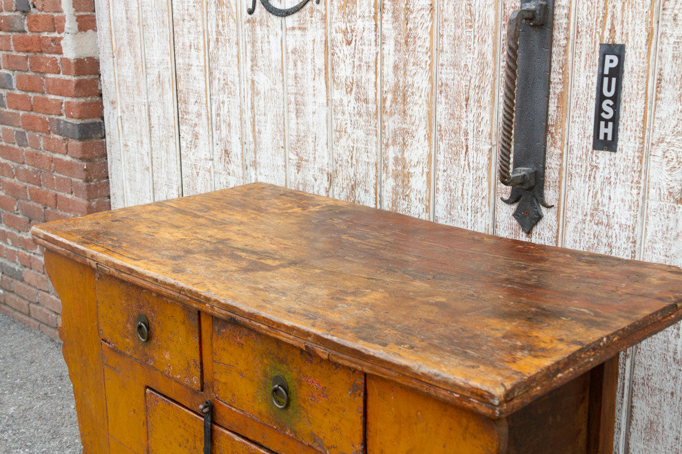 Antique Ming Style Yellow Money Chest