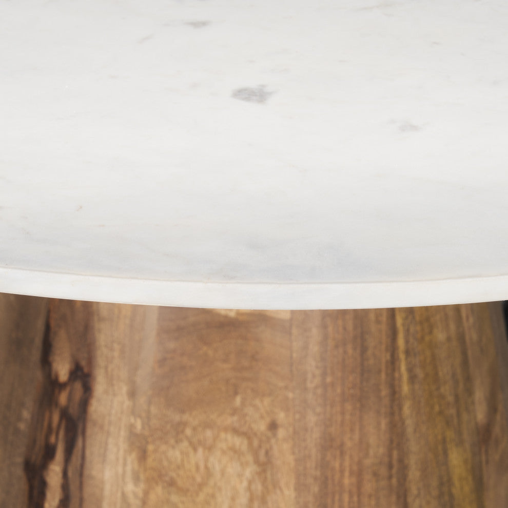 Allyson 42" Medium Brown With White Marble Top Dining Table