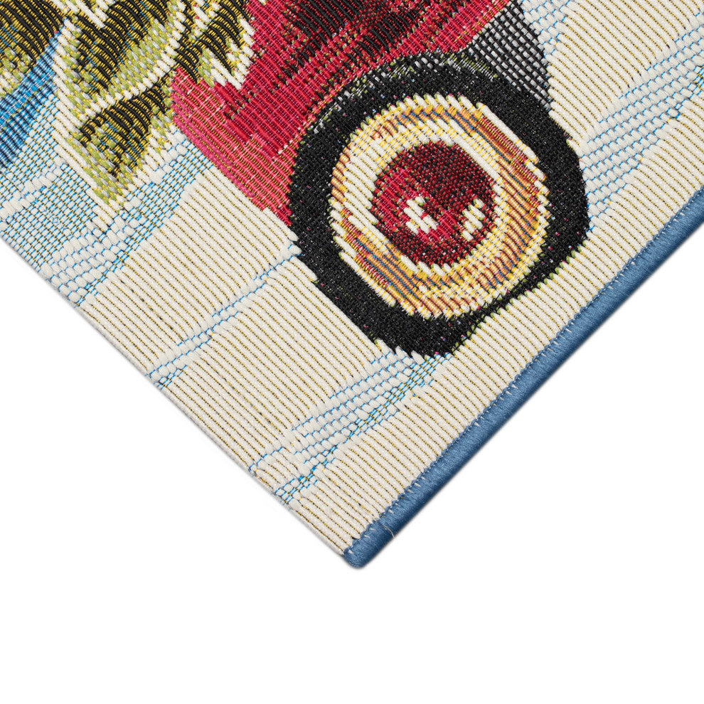 Esencia Wagon Wonderland Indoor/Outdoor Mat Blue 2'5"x3'11"