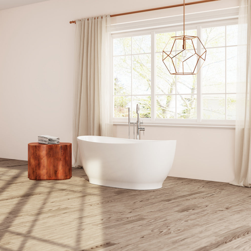 Perlato Vittoria Eco-Lapistone Freestanding Tub, White Satin, 59"