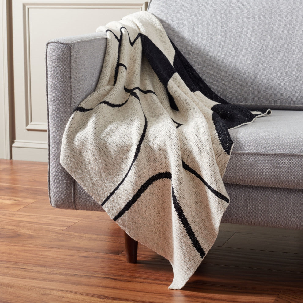 Safavieh Cleon 50X60 Throw, Black/Ivory