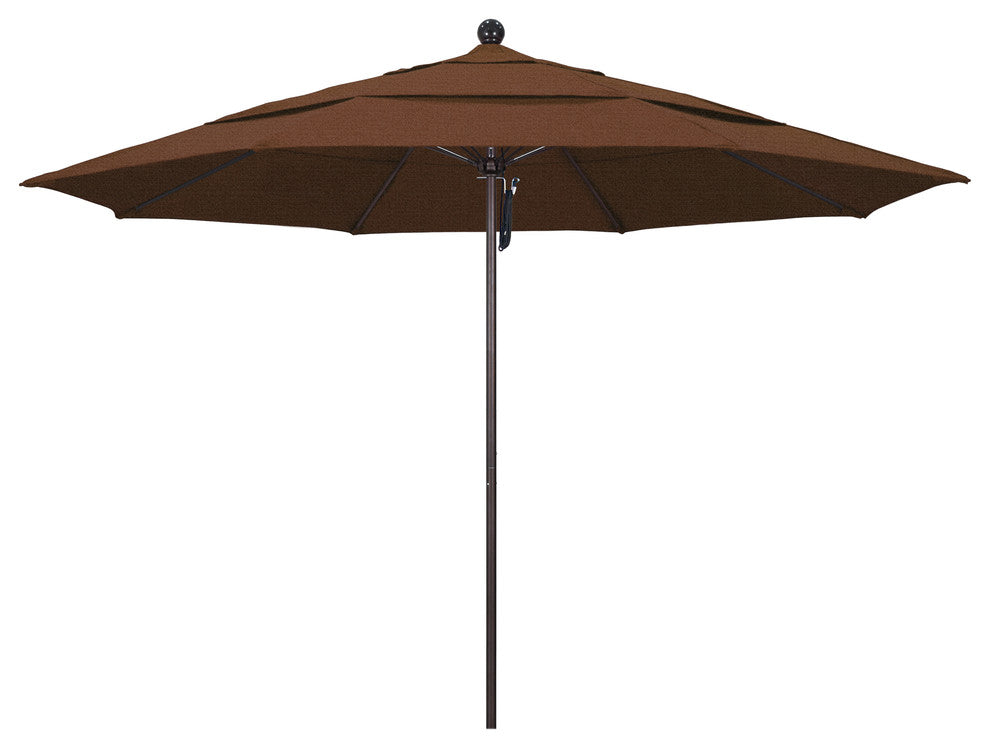 11' Fiberglass Umbrella Bronze, Olefin, Teak, 11'