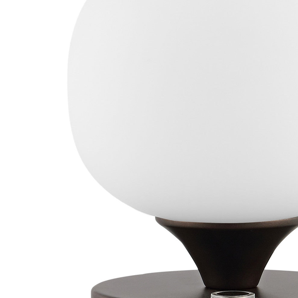 Owen 6.13" Bohemian Farmhouse Iron Rechargeable Integrated LED Table Lamp, Black
