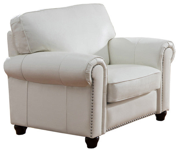 Barbara Leather Craft Chair, Ivory White