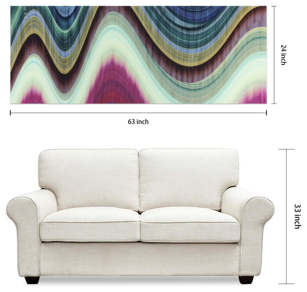 "Rumba 1" Abstract Wall Art on Frameless Free Floating Tempered Glass 63x24