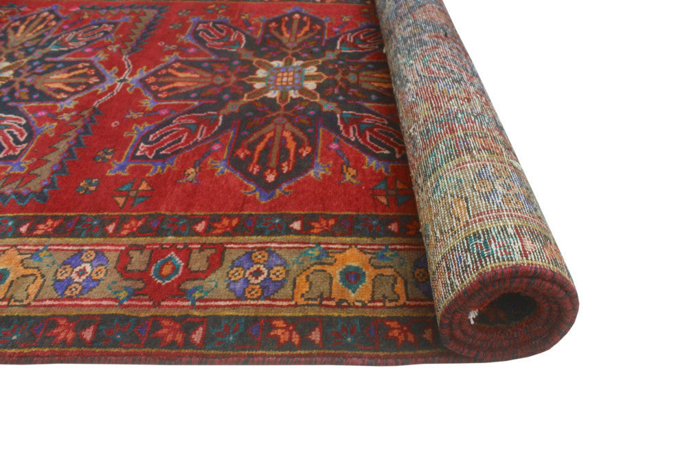 Fine Vintage Distressed Woody Red/Charcoal Runner, 4'2x14'4
