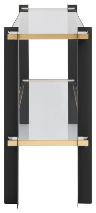 Uttermost 50073 Cunene 60"W Glass and Metal Table - Matte Black / Gold