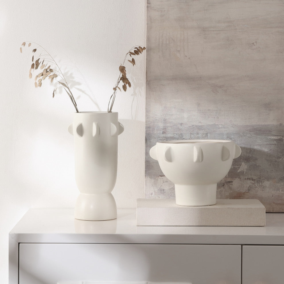 Safavieh Amias Ceramic Tab Vase, Set 2, Off White