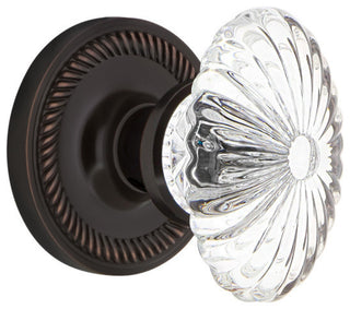 Rope Rosette Double Dummy Oval Fluted Crystal Glass Knob