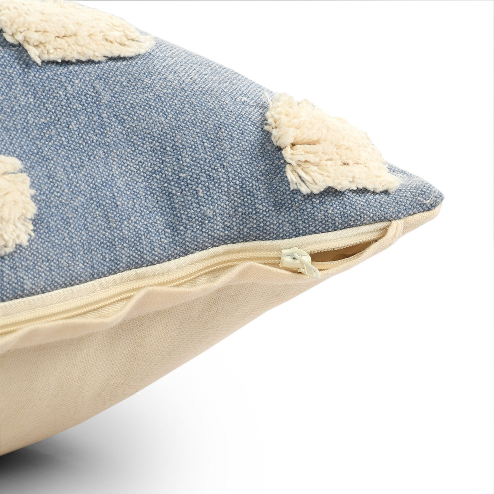 Pom Pom Palace Glam Throw Pillow, Denim Blue, 20" X 20"