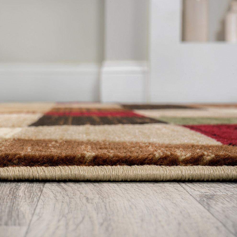 Kehoe Retro Diamonds Geometric Red/Brown/Cream 2 ft. x 8 ft. Runner Rug