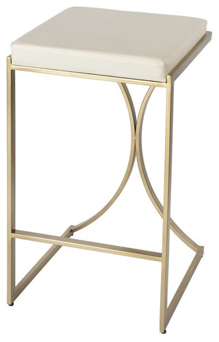 Natalya 31 in. Seat Height Faux Leather & Metal Backless Bar Height Stool