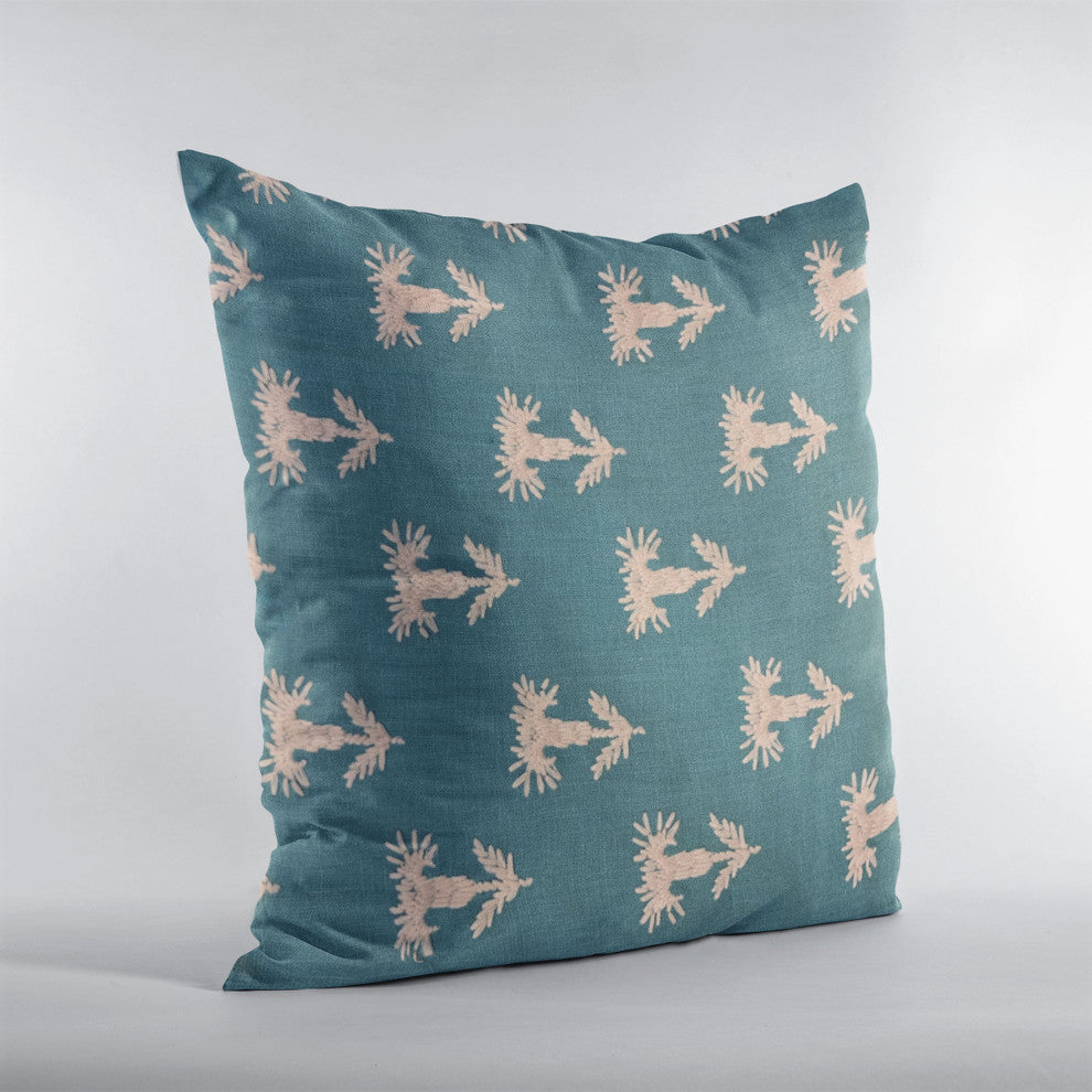 Plutus Blue Growth Motif Luxury Throw Pillow, 18"x18"