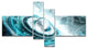 Blue Fractal Flying Saucer, Floral Canvas Art Print, 60"x32", 4 panels