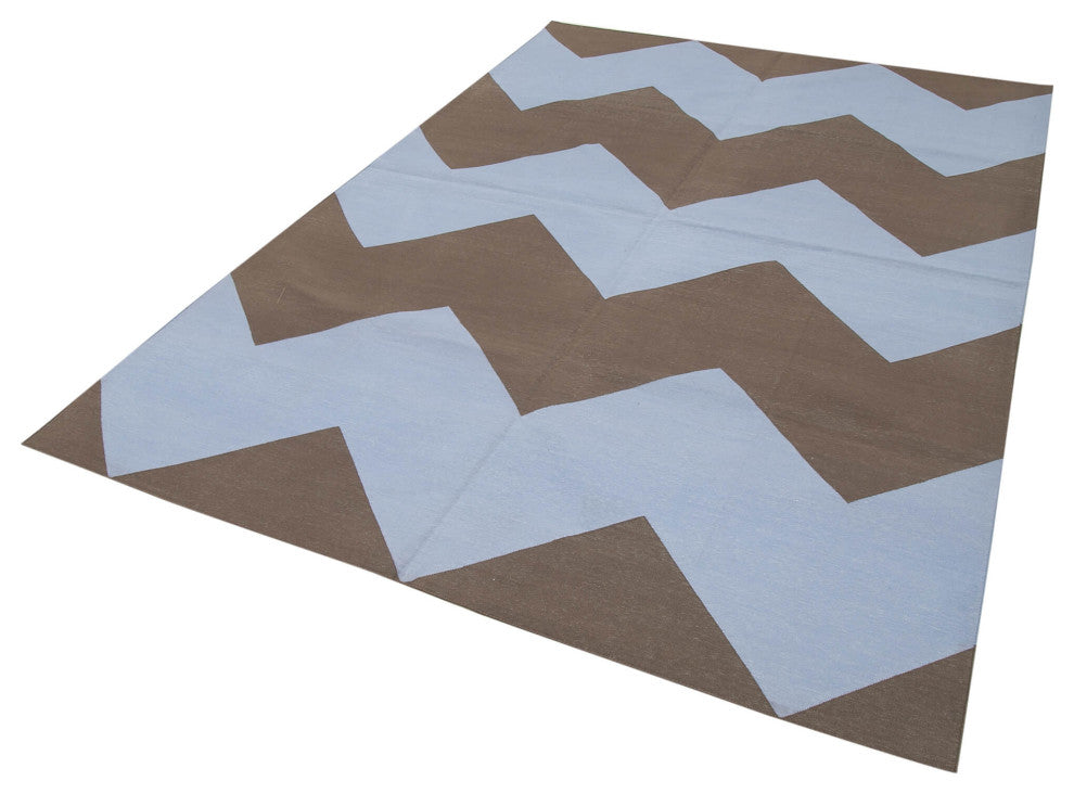 Rug N Carpet - Handmade Wool 6' 3'' x 8' 10'' Flatweave Dhurrie Kilim Rug