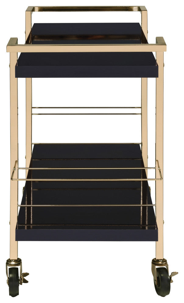 Alios Serving Cart With Black Gold Frame
