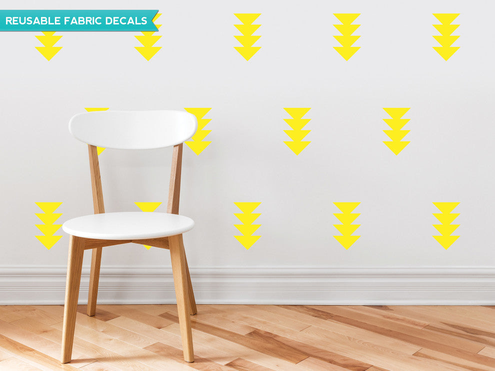 Four Triangle Arrow Fabric Wall Decals, Set of 32, Yellow