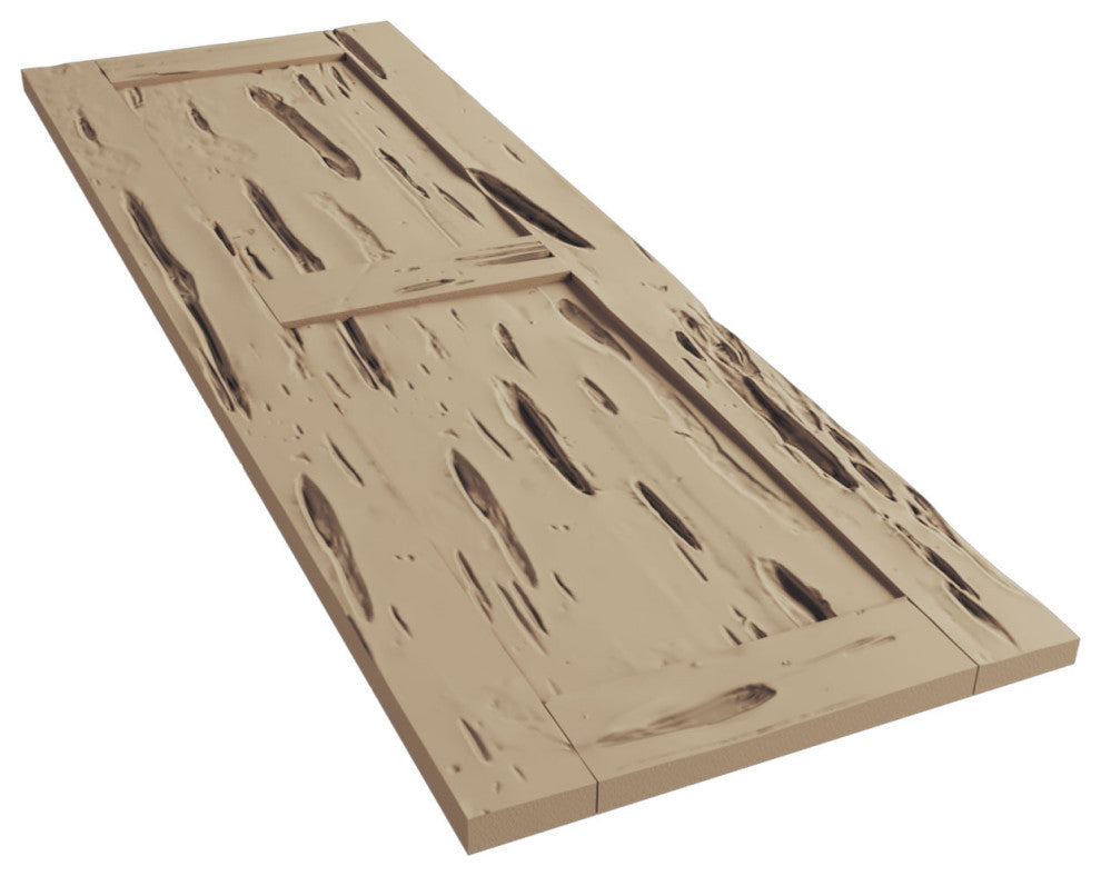 Rustic Two Equal Panel Flat Panel Pecky Cypress Faux Wood Shutters (Per Pair)