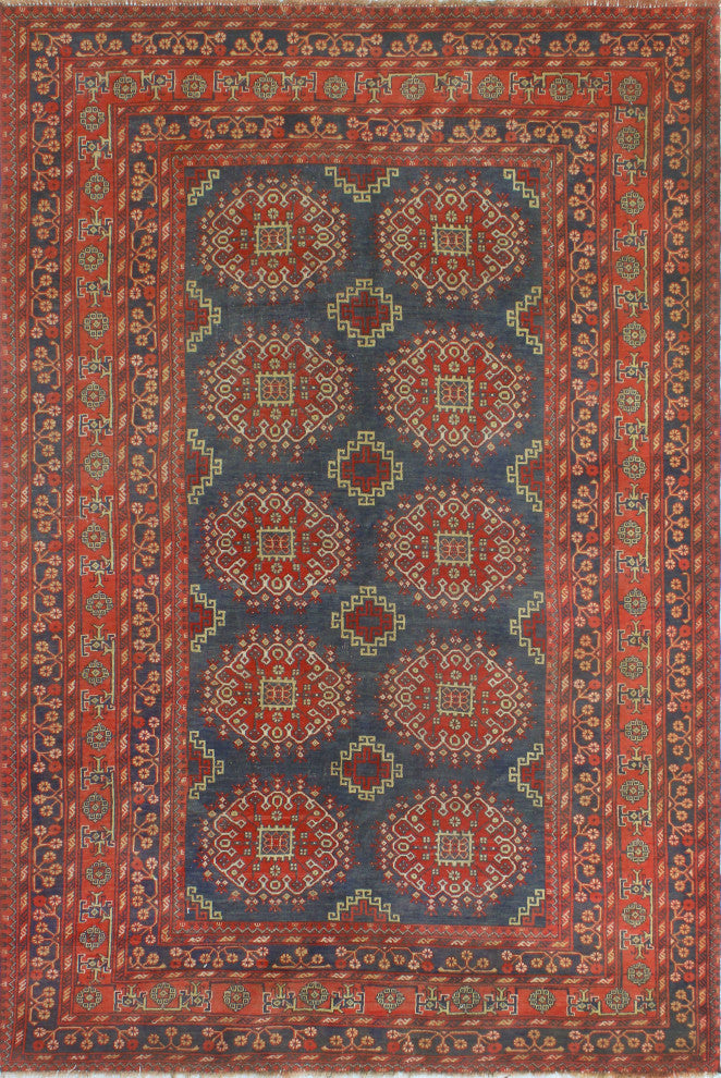 Semi-Antique Maxim Navy/Red Rug, 6'6x9'8