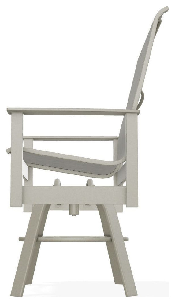 Leeward Sling Balcony Height Outdoor Swivel Armchair, Burke/Storm