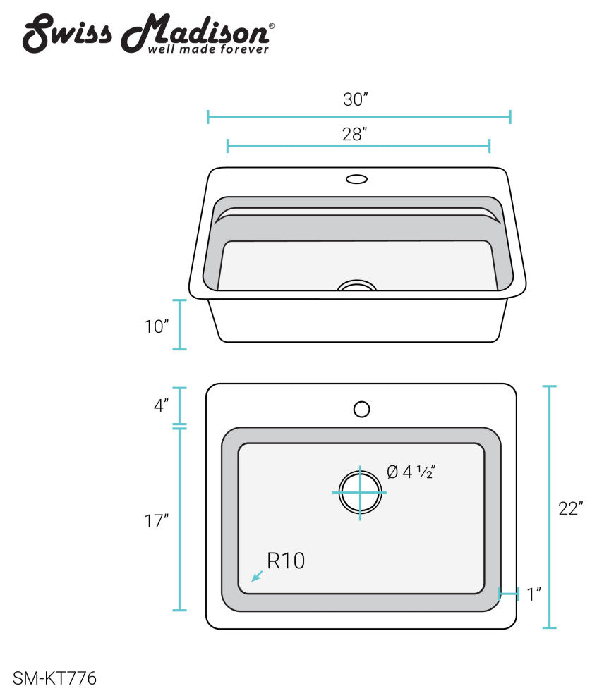 Ravi Single Basin 30x22 Topmount Kitchen Workstation Sink