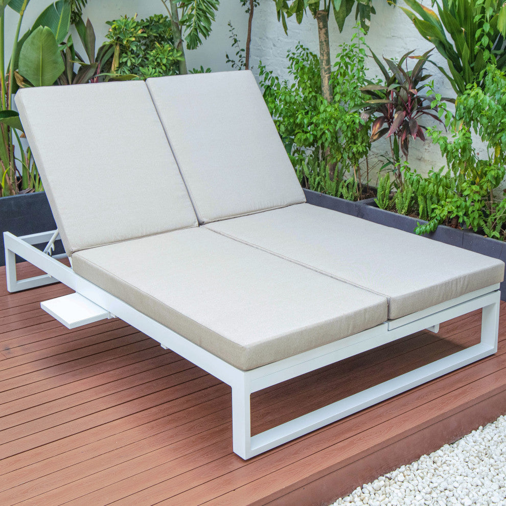 LeisureMod CLW-82BG Chelsea Convertible Lounge Reclining Double Chaise Cushions