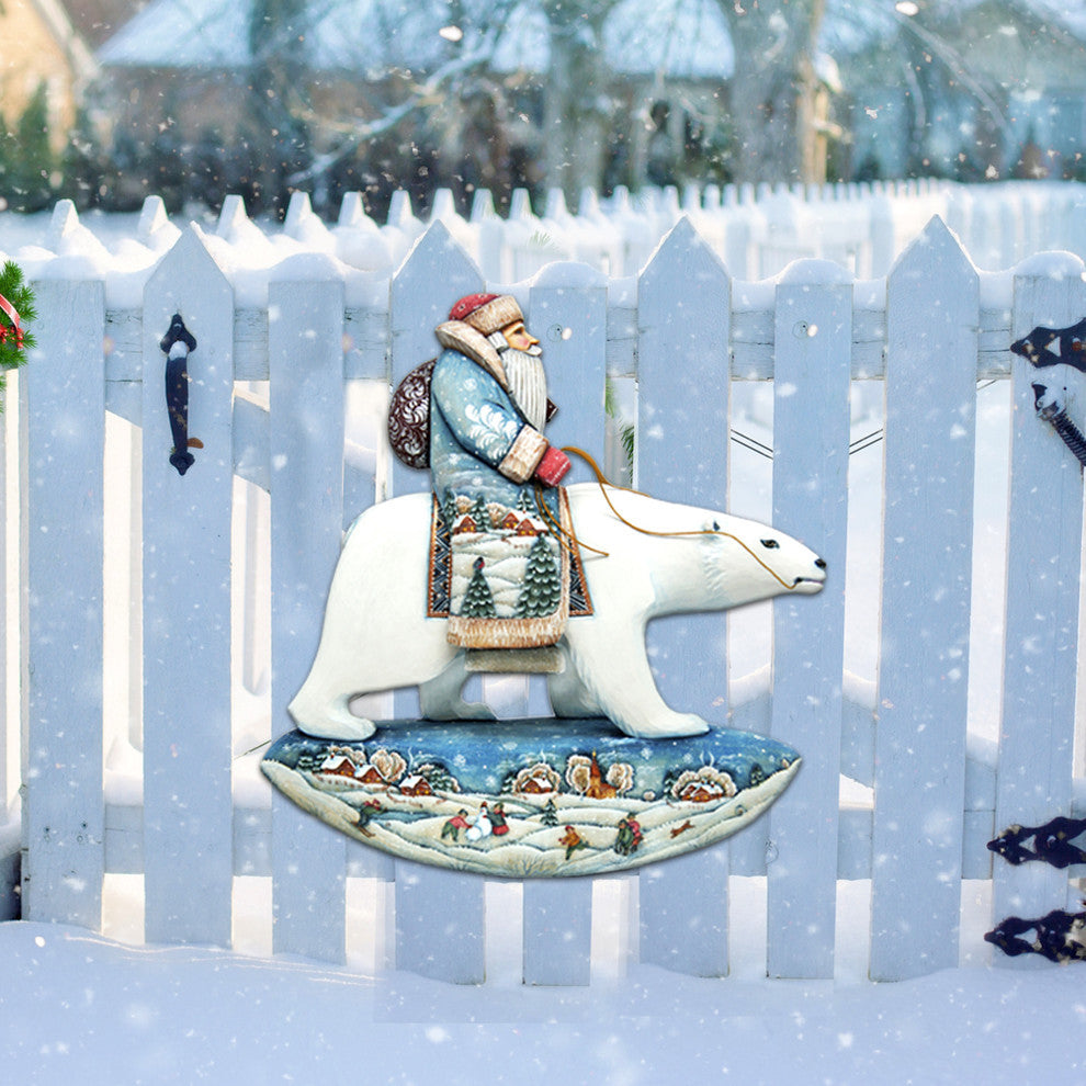 Polar Bear Santa Free Standing  Garden Decor