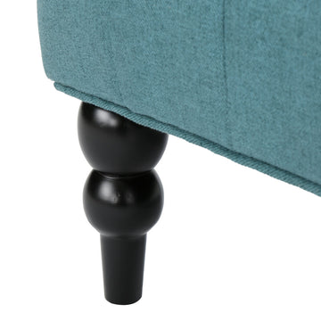 GDF Studio Leona Traditional High Back Tufted Winged Fabric Loveseat, Dark Teal
