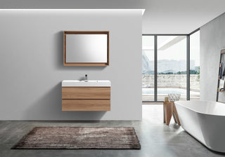 Bliss 36'' Wall Mount Modern Bathroom Vanity Vulcan Ash Grey, Honey Oak