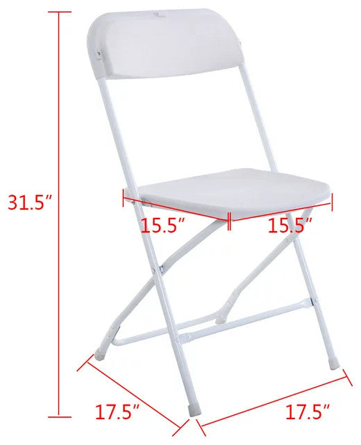 20 Pack Folding Chair, Indoor or Outdoor Use, Metal Frame With Open Back , White