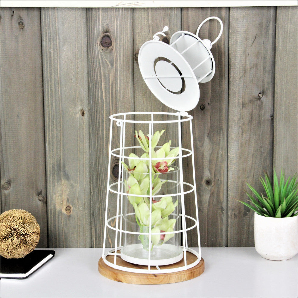 Caler White Lighthouse Styled Metal Lantern - Large