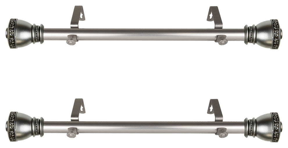 Kettle 1 inch dia. Side Curtain Rod 12-20 inches Long (Set of 2), Satin Nickel